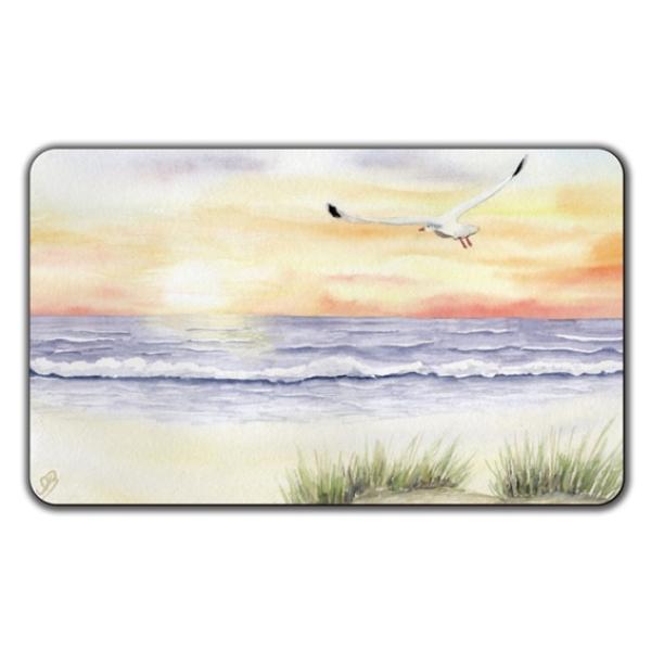 Frühstücksbrettchen Brettchen  Sonnenuntergang Strand Aquarell Maritim Kunst Druck Kunstdruck Dänemark Nordsee Düne Dünen Meer Möwe Ostsee